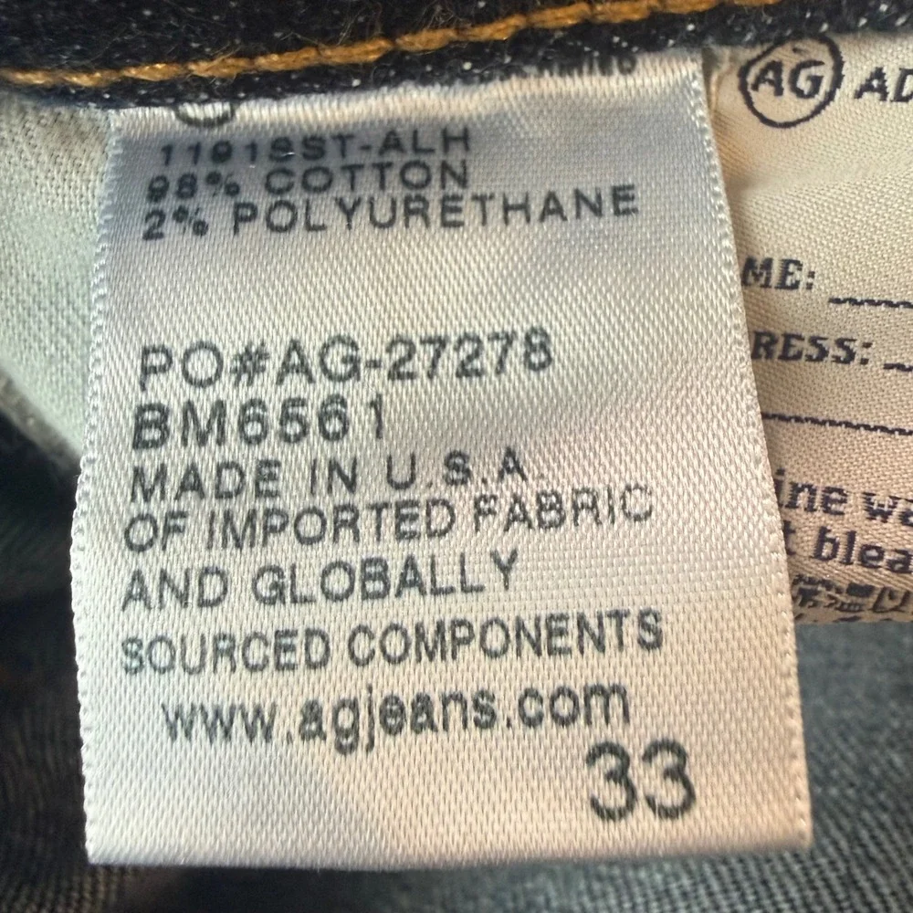 AG‎ Adriano Goldschmied The Nomad Modern Slim Dark Wash Jeans Mens 33x32 1191SST